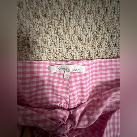 Lovers + Friends Pink Checkered Off-Shoulder Blouse size S - Picture 6 of 7